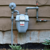 Gas meter on side of building